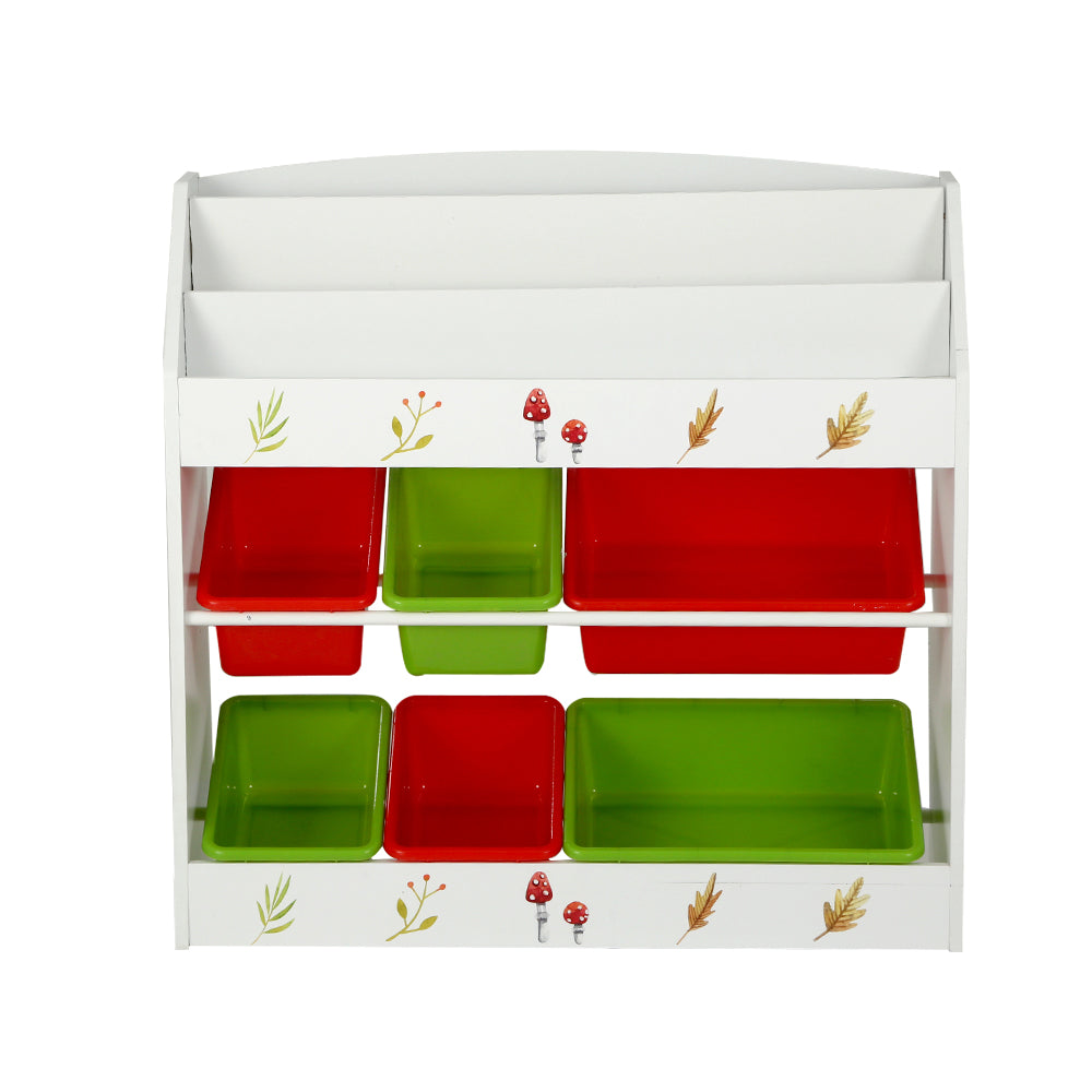 Linden Kids Bookshelf with Storage Bins – Multicolour – 3 Tier