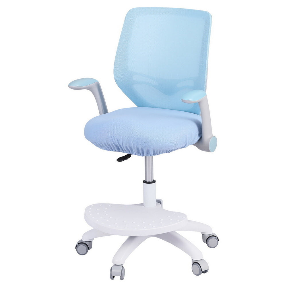 Kids Ergonomic Study Chair Adjustable w/ Wheels Footrest Blue