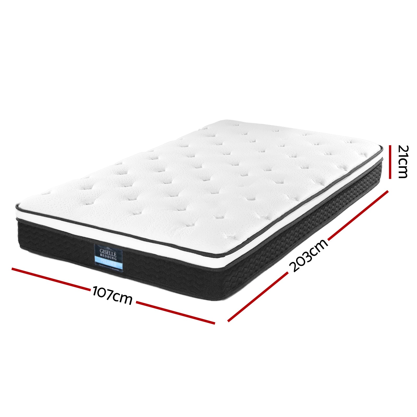Callan Euro Top Bonnell Spring Mattress – White – King Single