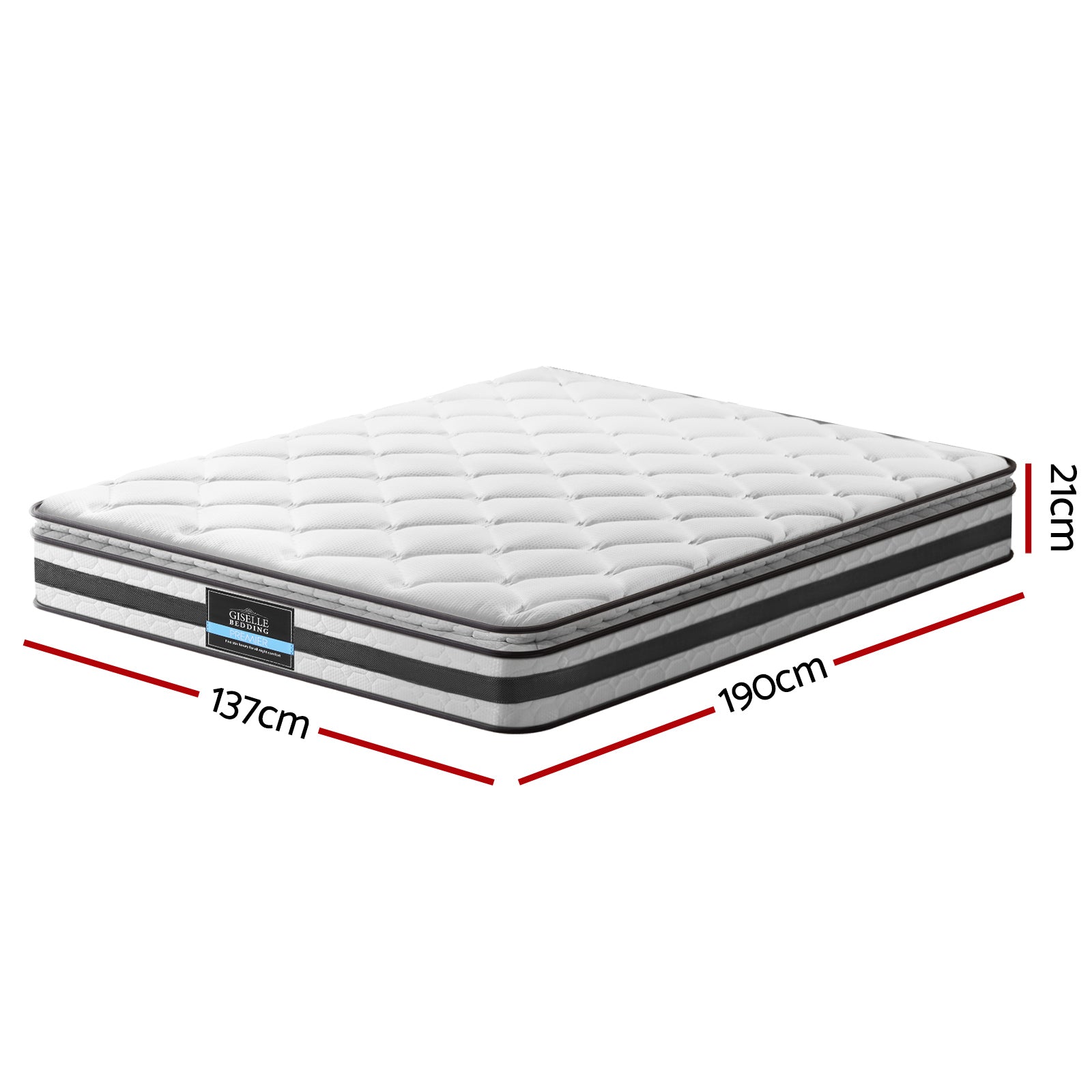 Luxura Pillow Top Bonnell Spring Mattress – White – Double