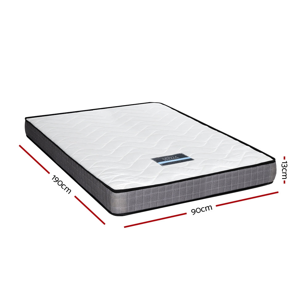 Compact Tight Top Bonnell Spring Mattress – White – Single