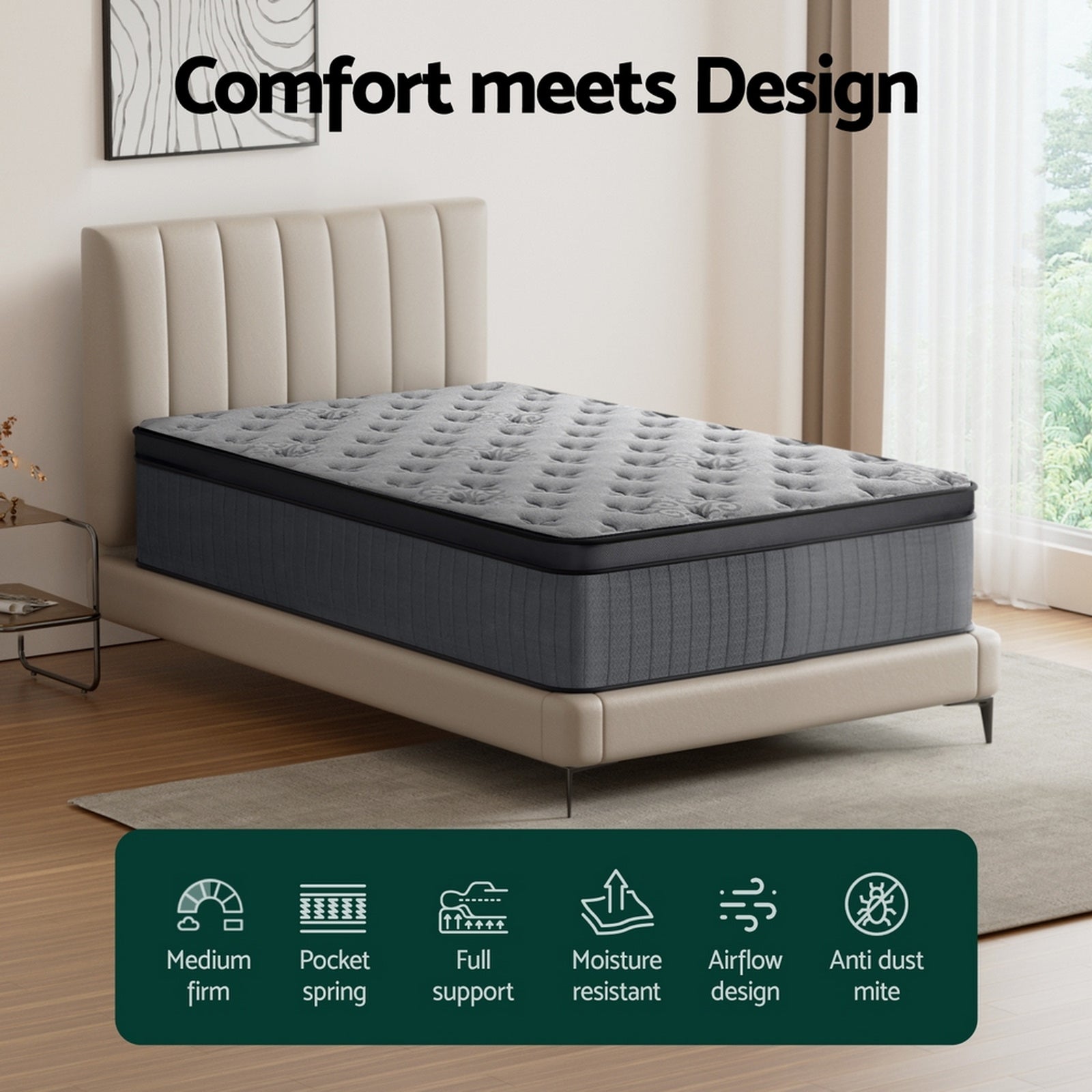 VelvetRest Euro Top Mattress – Medium – King Single