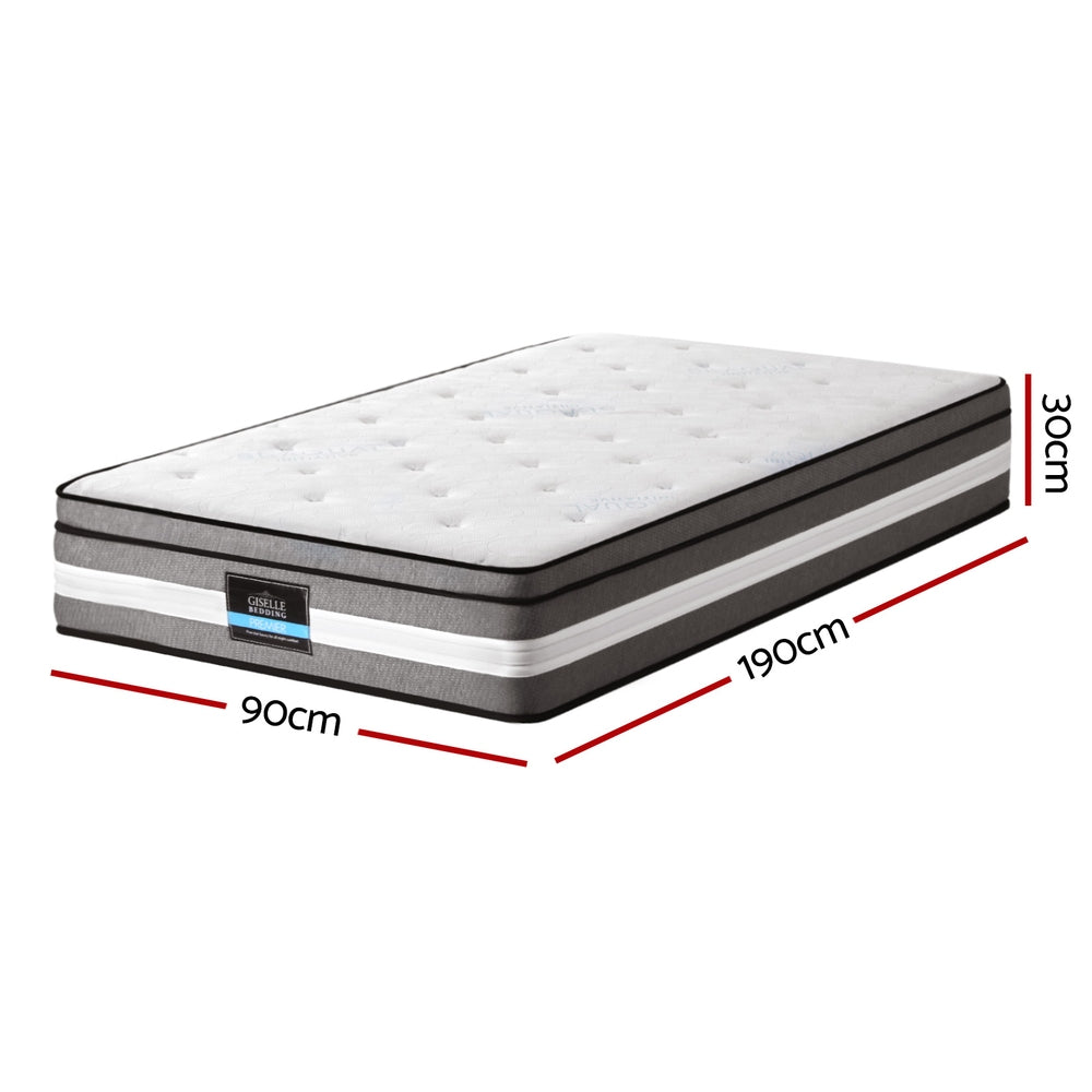 CozyNest Euro Top Mattress – White – Single