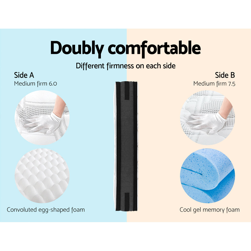 Kairo Cool Gel Memory Foam Dual-Sided Mattress – White – Double