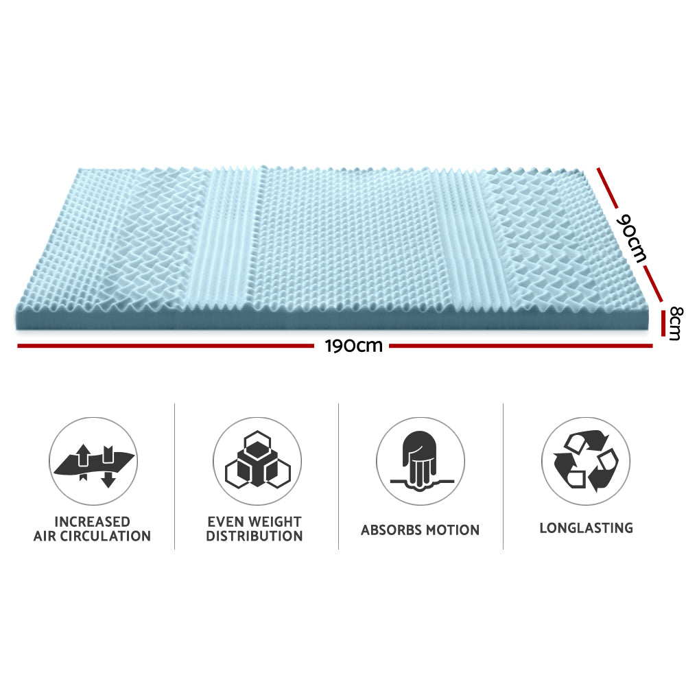 Nara Gel Memory Foam Mattress Topper – White – Single