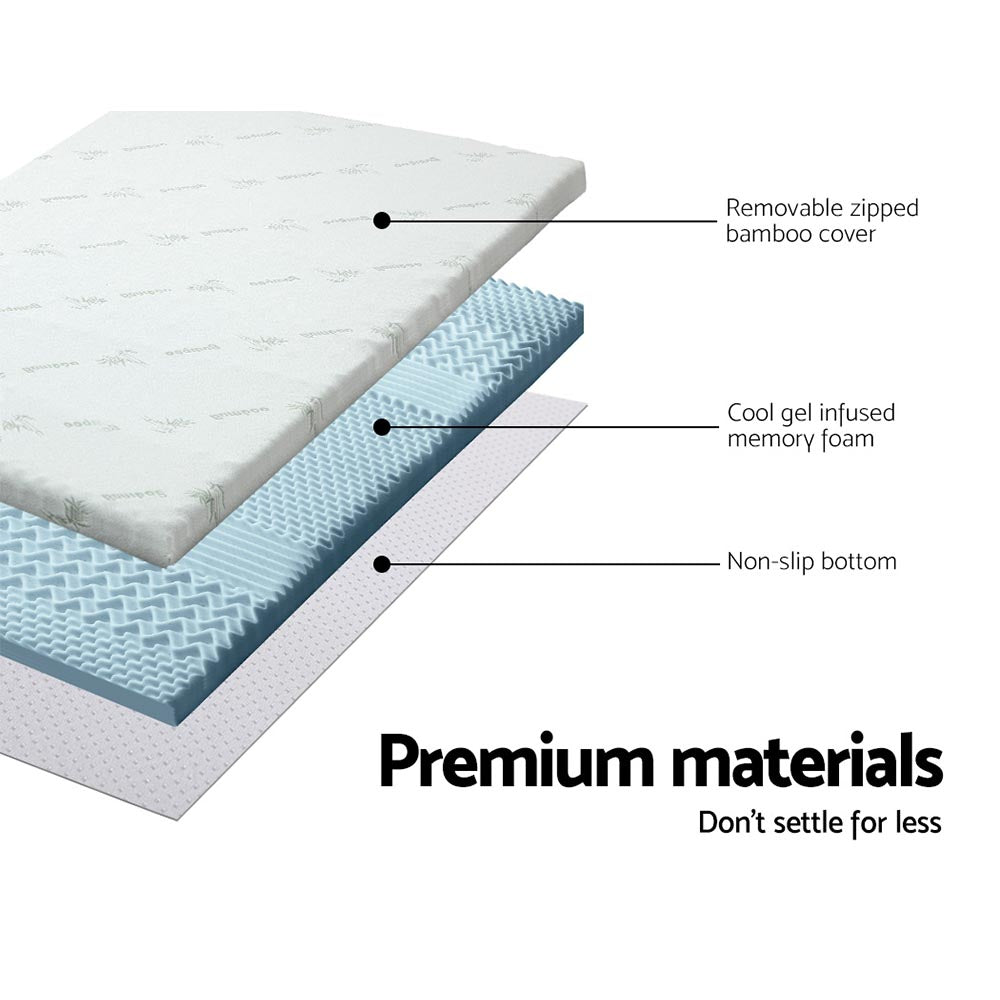 Nara Gel Memory Foam Mattress Topper – White – Single