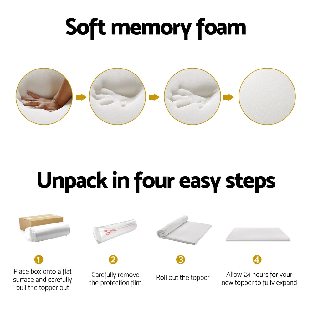Marston Memory Foam Mattress Topper – White – Single