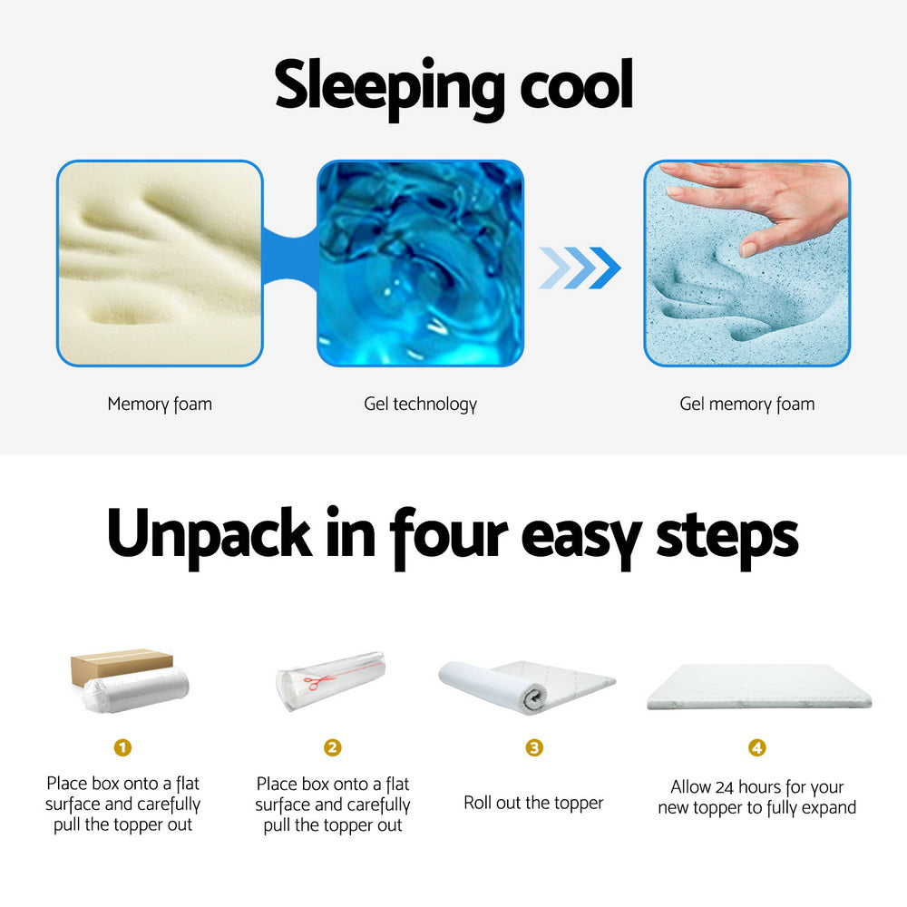 Kairo Gel Foam Mattress Topper – White – Single