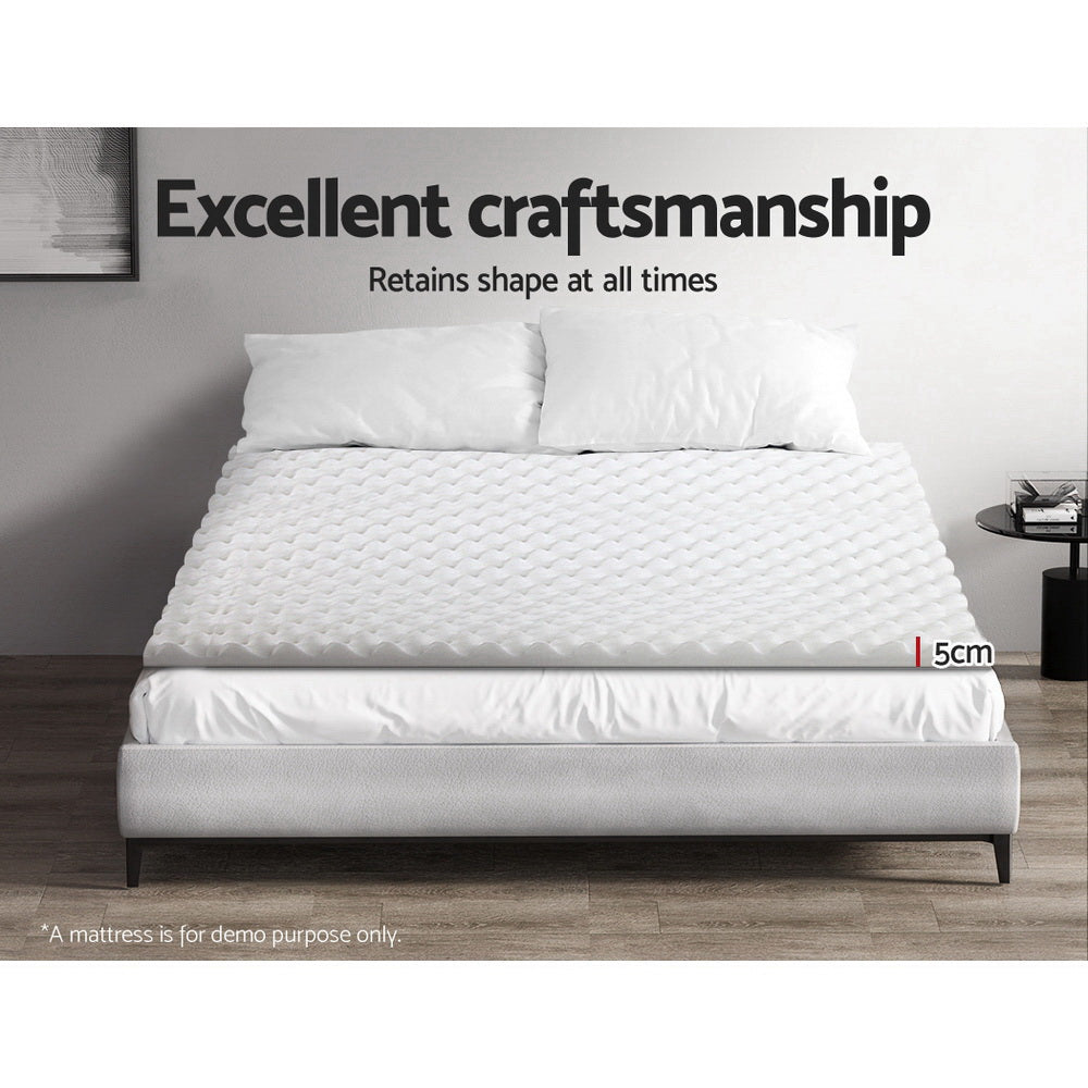 Nara Egg Crate Foam Mattress Topper – White – Queen