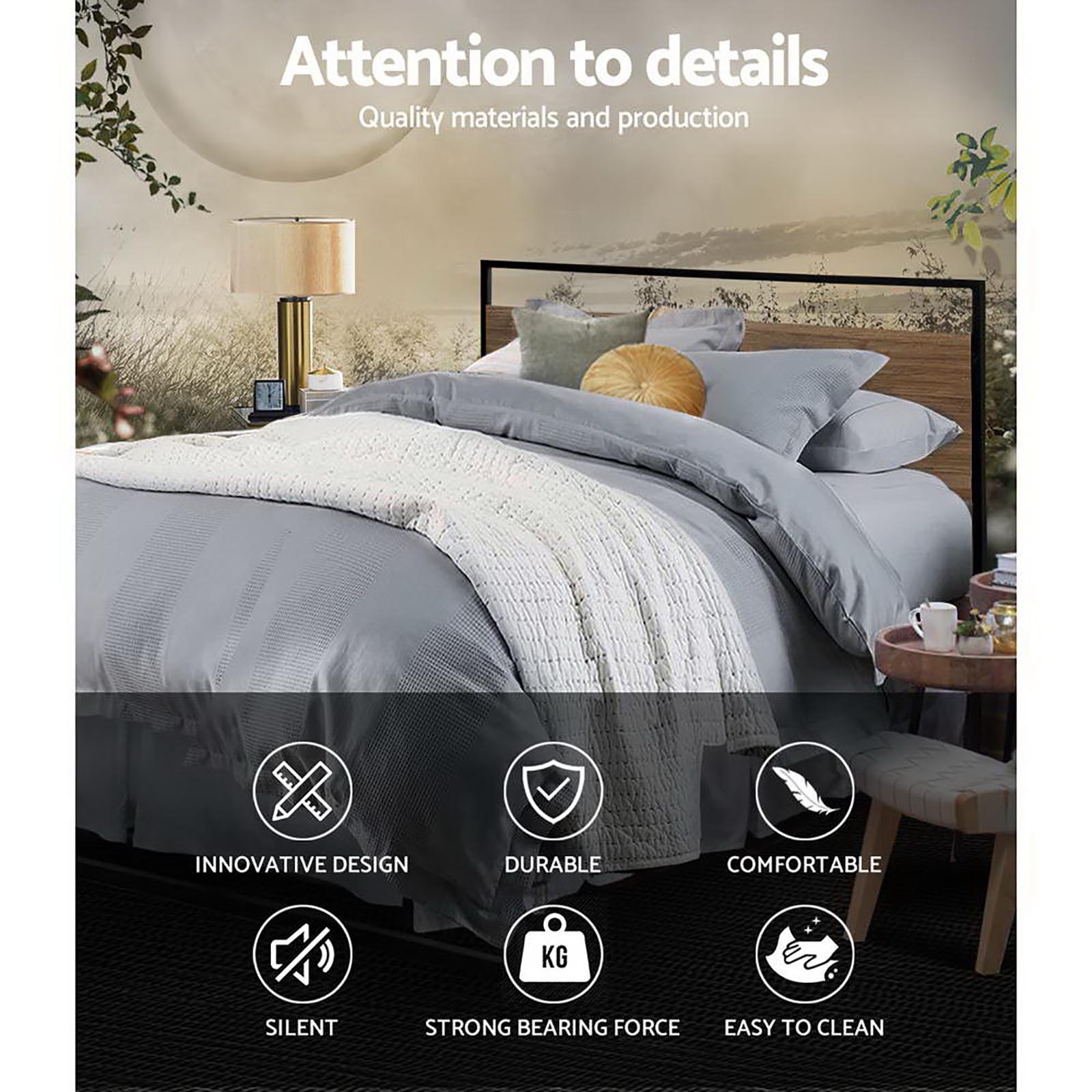 Hudson Metal & Wood Bed Frame – Black & Brown – Double