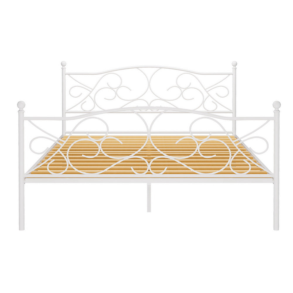 Groa Metal Bed Frame – White – Queen