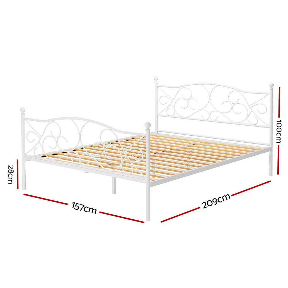 Groa Metal Bed Frame – White – Queen