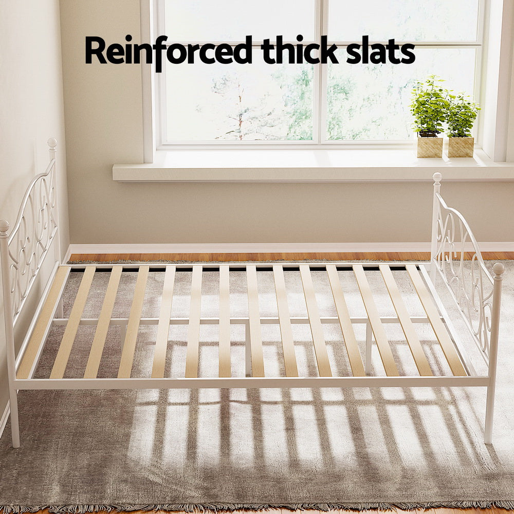 Groa Metal Bed Frame – White – Queen