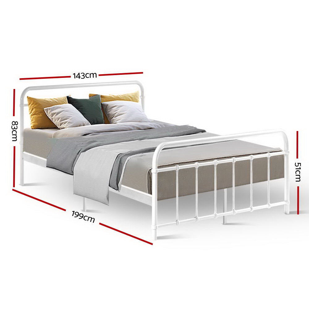 Leo Metal Bed Frame – White – Double
