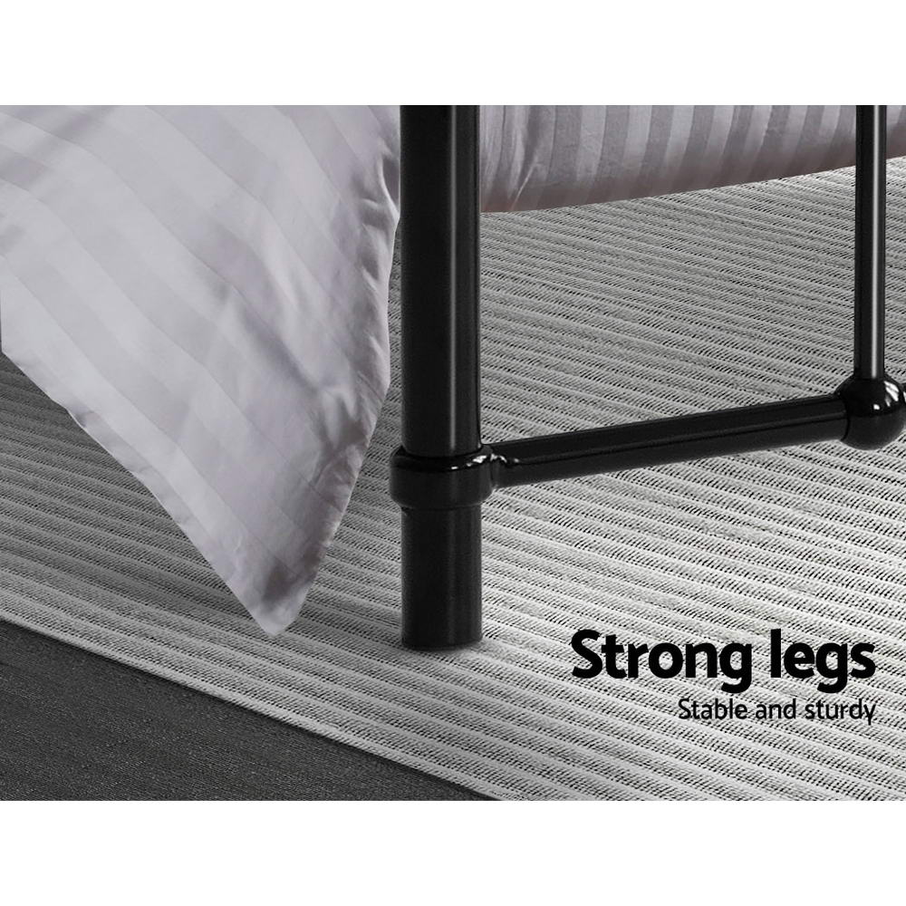 Serano Country Style Metal Bed Frame – Black – King Single