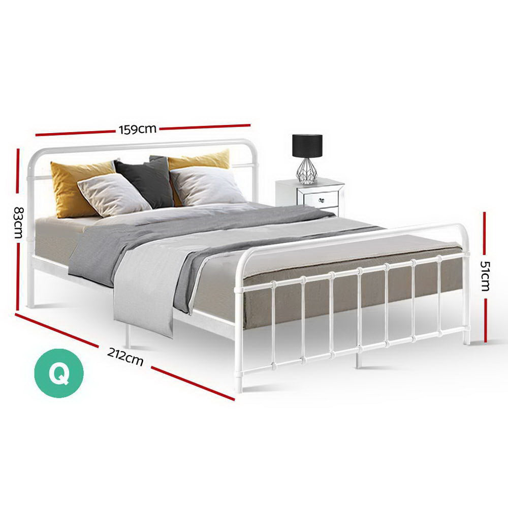 Leo Metal Bed Frame – White – Queen