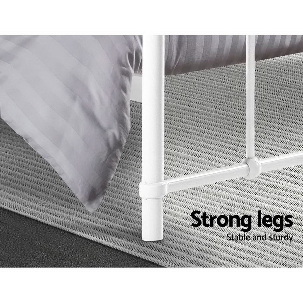 Leo Metal Bed Frame – White – Queen