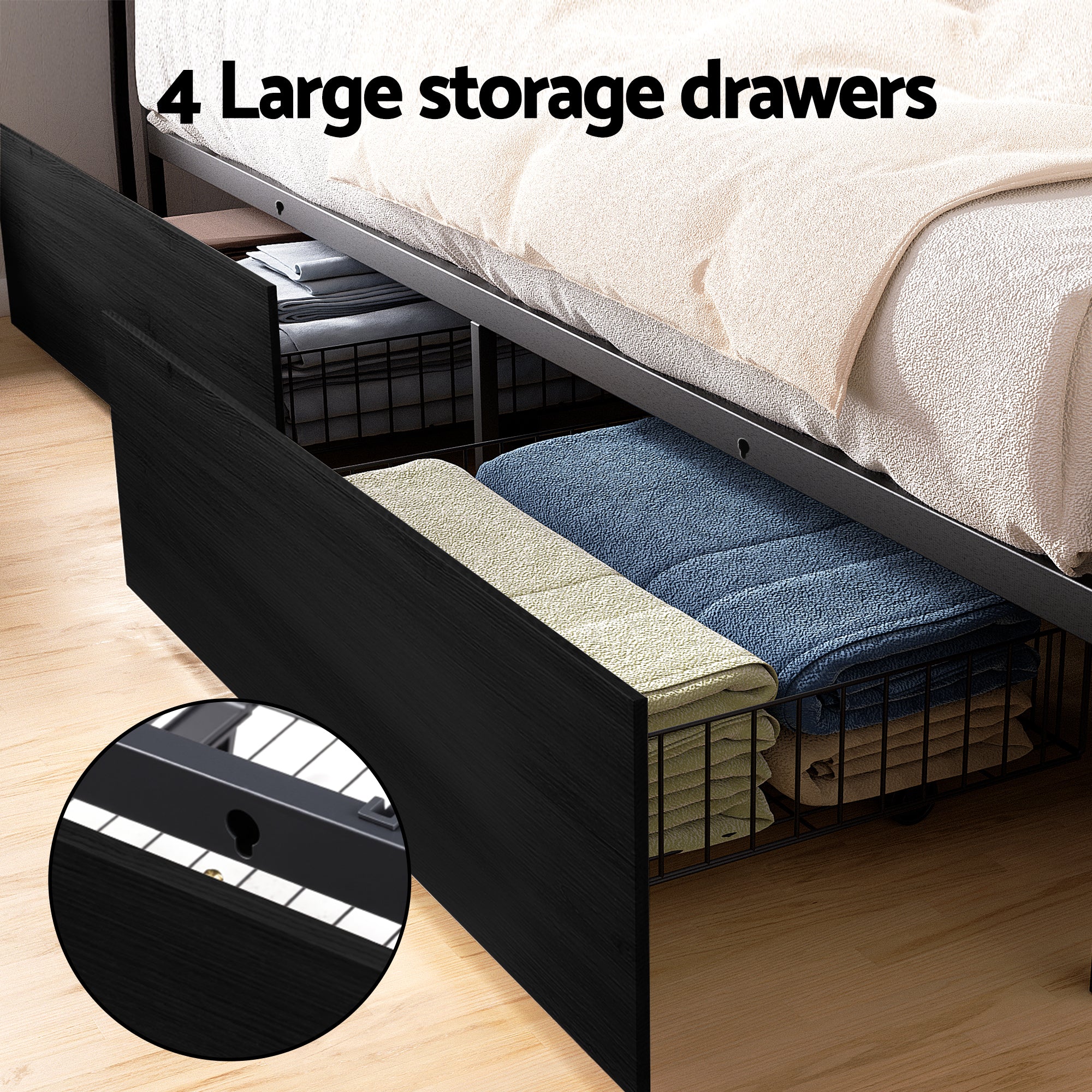 Skylar Metal Bed Frame – Black – Queen