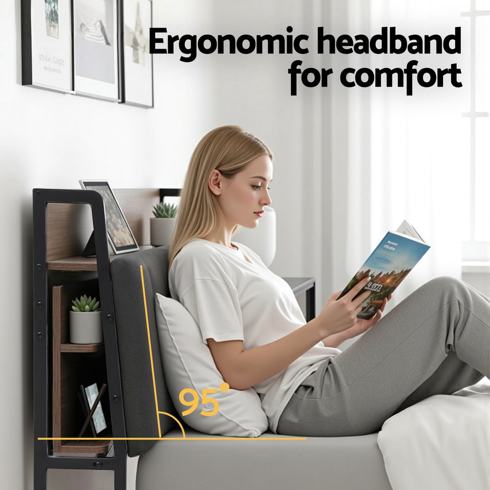 Rowan Storage Bed Frame with Charging Station – Grey – Double