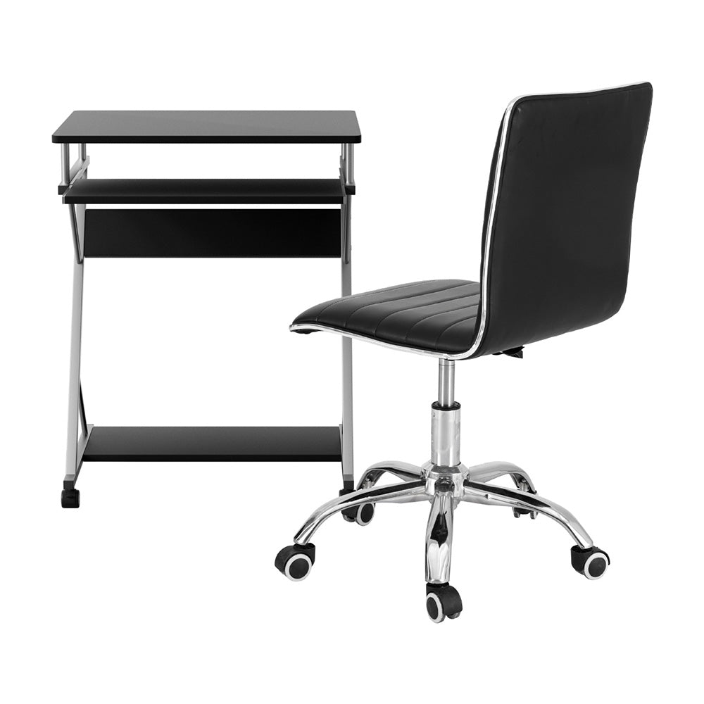 Kairo Computer Desk and Office Chair Set with Keyboard Shelf – Black