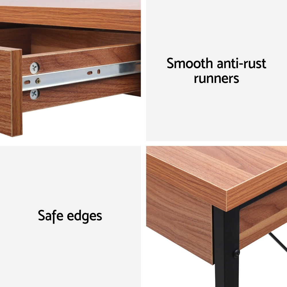 Brighton Computer Desk with Drawers – Walnut – 100 cm