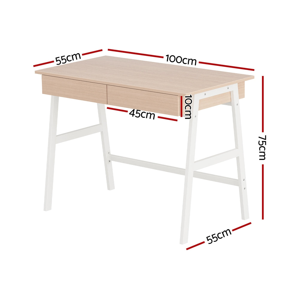 Ashford Computer Desk with Storage – Oak – 100 cm