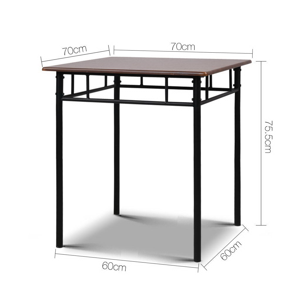 Machal Industrial Dining Set – Walnut & Black – 3 Piece
