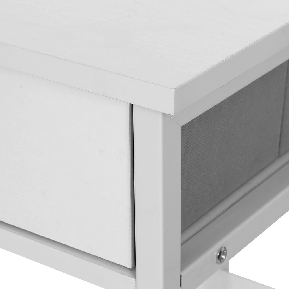 Callan Storage Desk with Drawers & Shelves – White – 120 cm