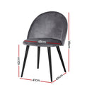 4 x Velvet Dining Chairs – Solid Curved Back, Dark Grey
