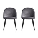 4 x Velvet Dining Chairs – Solid Curved Back, Dark Grey