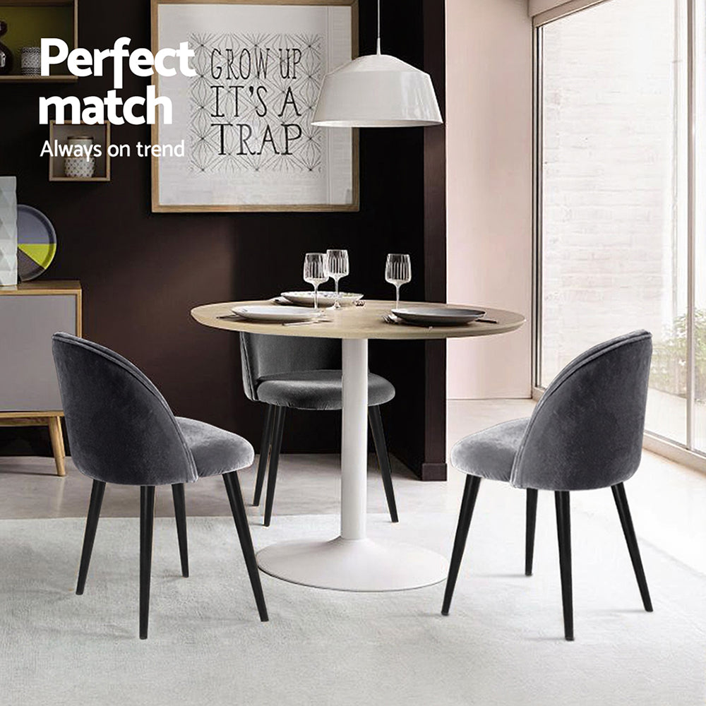 Serano Velvet Curved Back Dining Chairs – Dark Grey – Set of 4