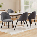 4 x Velvet Dining Chairs – Solid Curved Back, Dark Grey