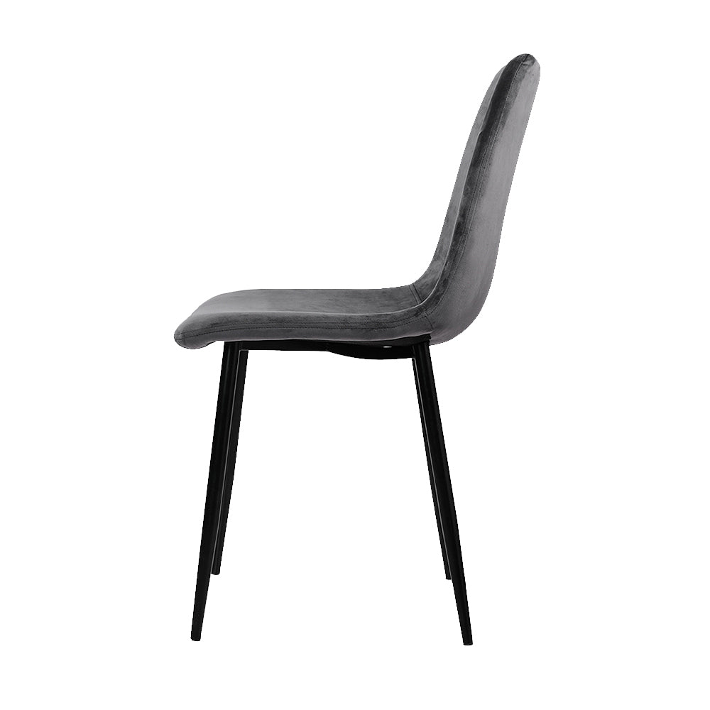 Marston Velvet Dining Chairs – Grey – Set of 4