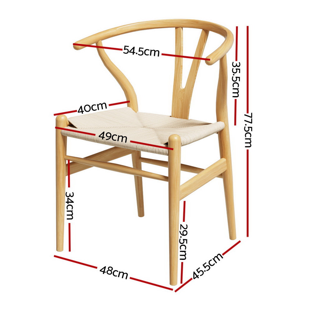 Willow Wishbone Dining Chairs – Brown / Wood – Set of 6