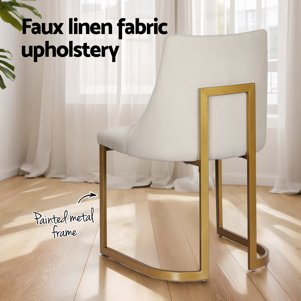 Balen Linen Dining Chairs – Beige – Set of 2