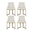 4 x Linen Dining Chairs – Beige with Timber Frame