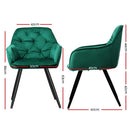 4 x Velvet Armchairs – Diamond Tufted Back, Green Finish