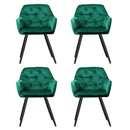 4 x Velvet Armchairs – Diamond Tufted Back, Green Finish