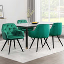 4 x Velvet Armchairs – Diamond Tufted Back, Green Finish