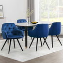 4 x Velvet Armchairs – Diamond Tufted Back, Blue Finish