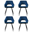 4 x Velvet Armchairs – Hollow Back, Blue Finish