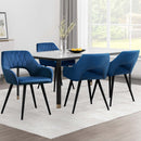4 x Velvet Armchairs – Hollow Back, Blue Finish