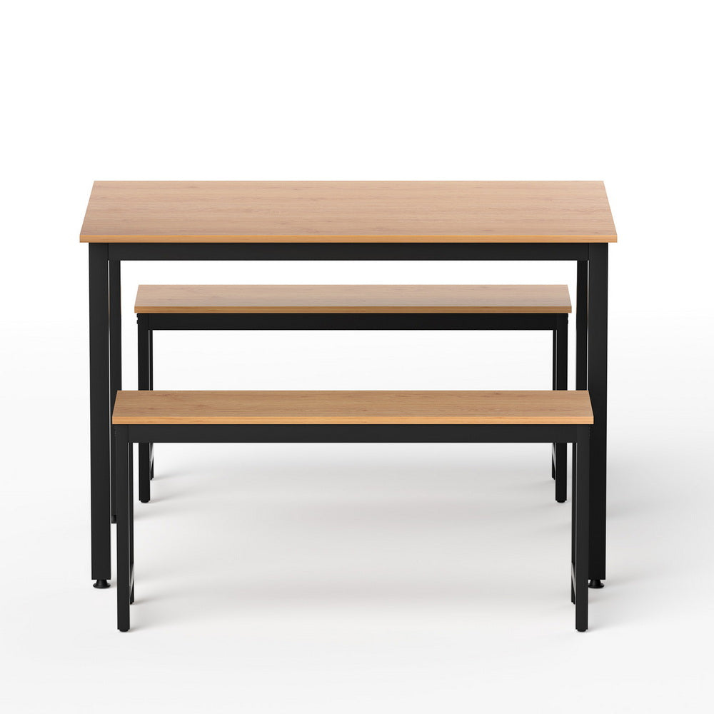 Theron Dining Set with Benches – Natural Oak – 3 Piece