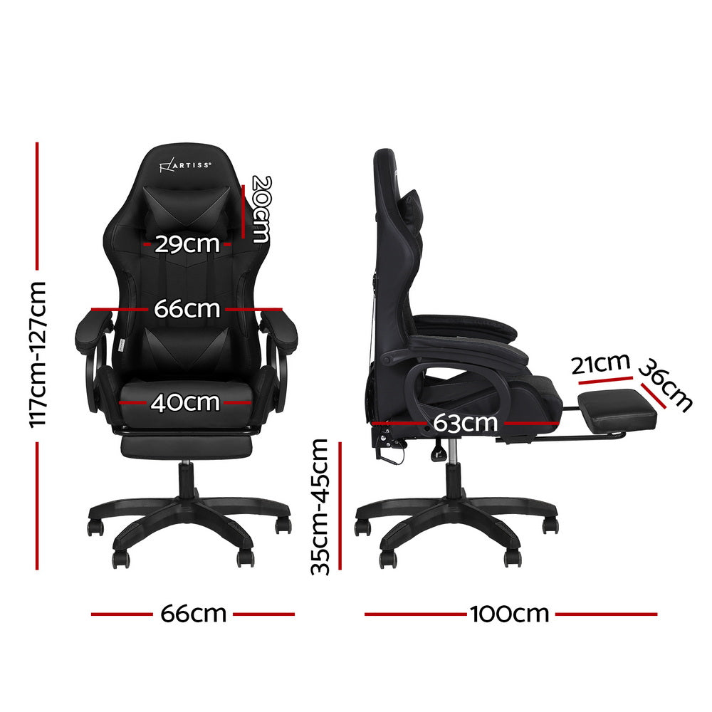 Nexus Gaming Chair with RGB LED & Massage – Black – Standard