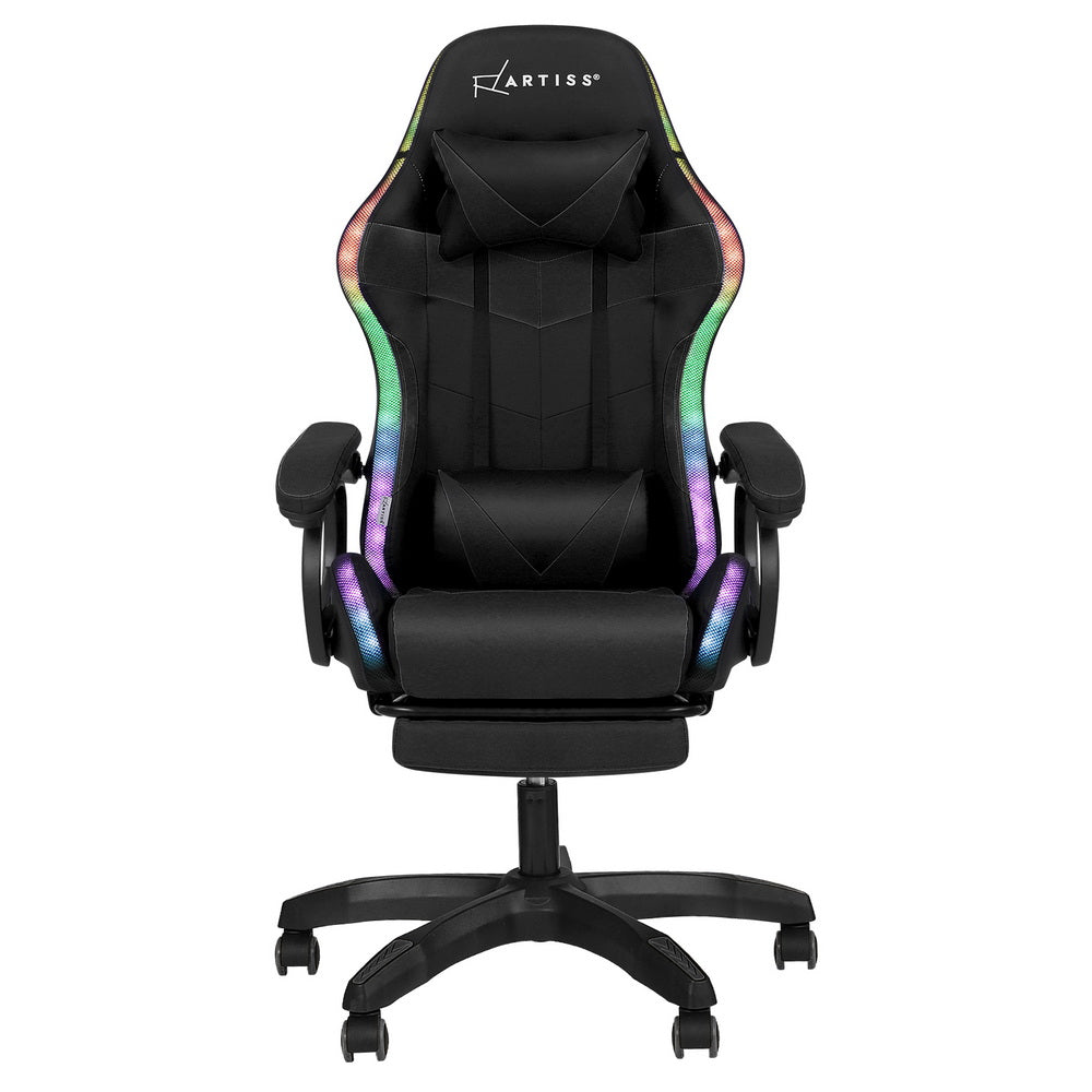 Nexus Gaming Chair with RGB LED & Massage – Black – Standard