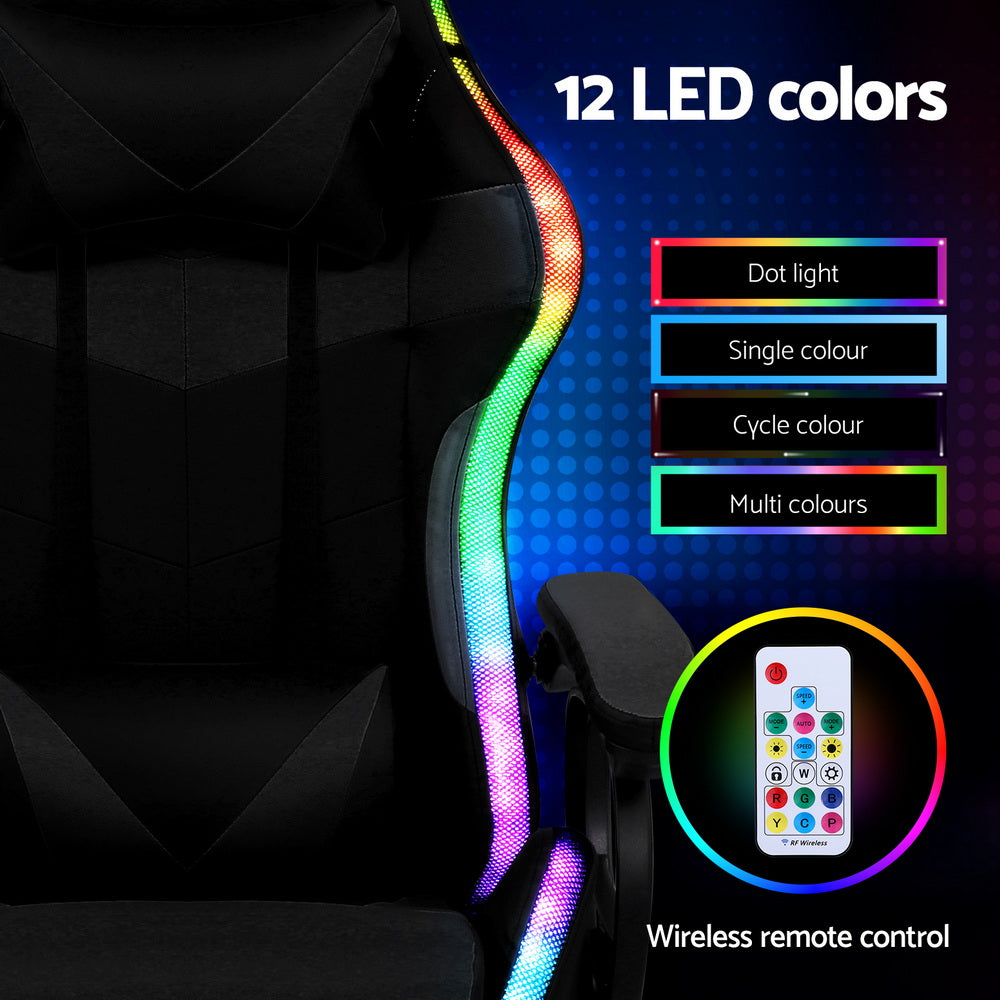 Nexus Gaming Chair with RGB LED & Massage – Black – Standard