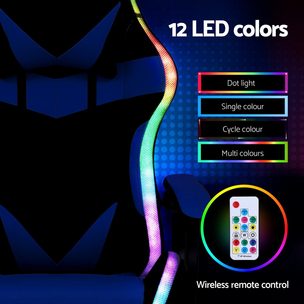 Nexus Gaming Chair with RGB LED & Massage – Blue – Standard
