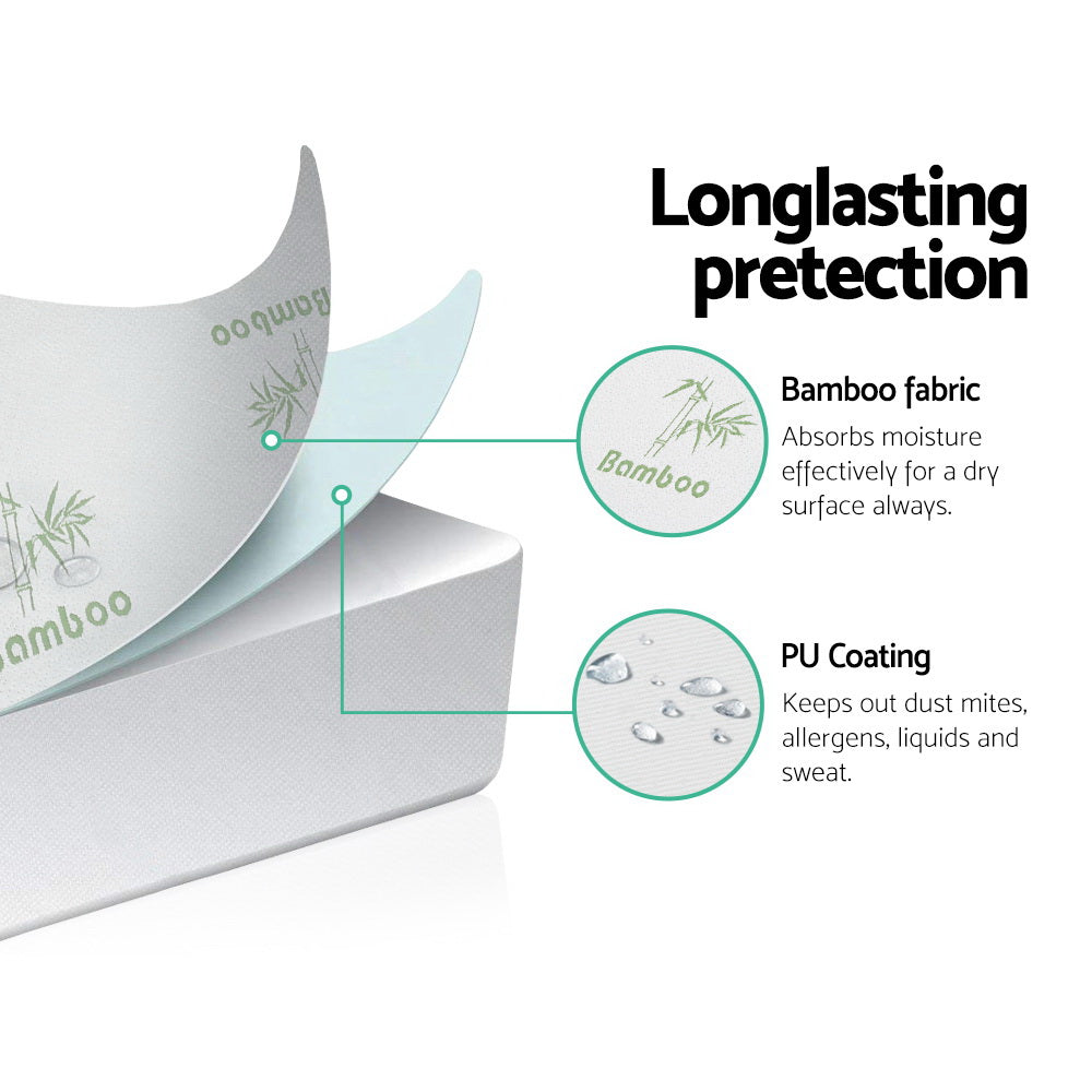 Bambara Bamboo Mattress Protector – White – Double