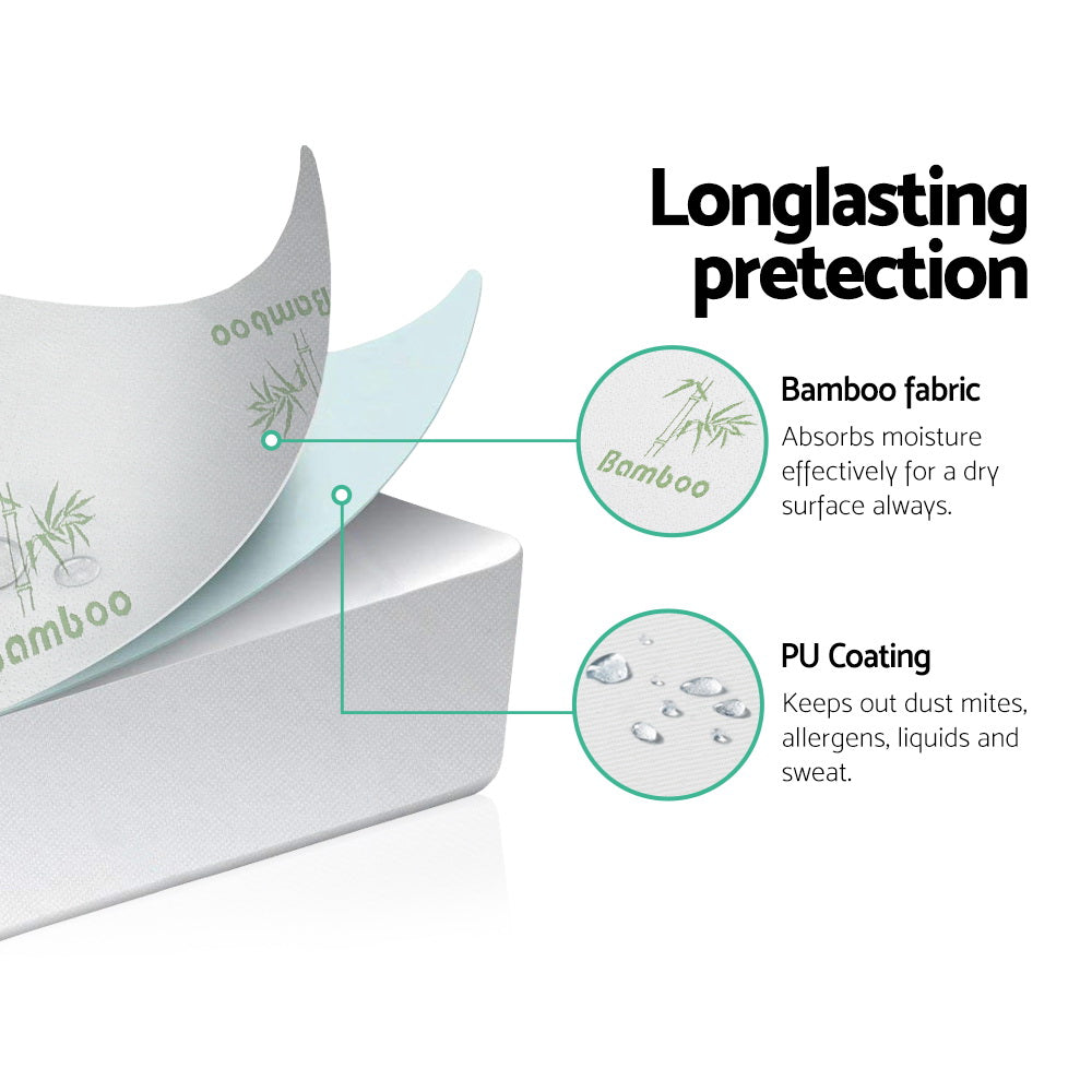 Bambara Bamboo Mattress Protector – White – Queen