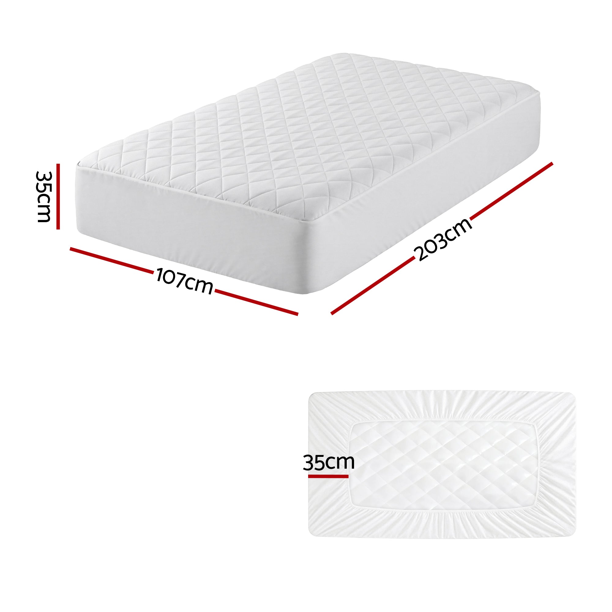 Calderon Cotton Quilted Mattress Protector – White – King Single
